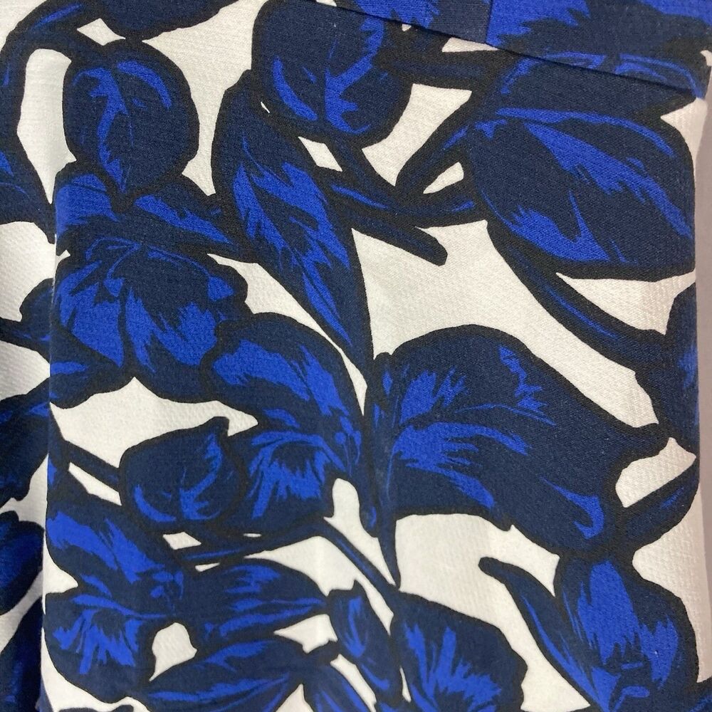 BANANA REPUBLIC white blue black floral sleeveless aline dress 2 - Picture 4 of 9